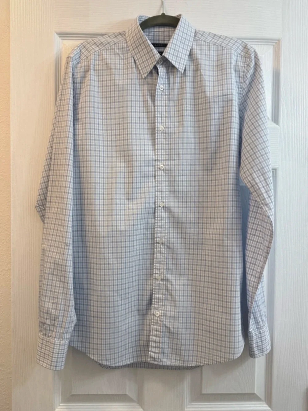 Gucci Men’s Classic Fit Dress Shirt Sz 39/15.5 Blue Plaid Long Sleeve Button  Up